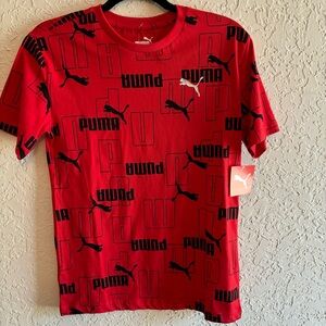 NWT Red/Black Boys PUMA Short Sleeve T-Shirt Size Large 14/16